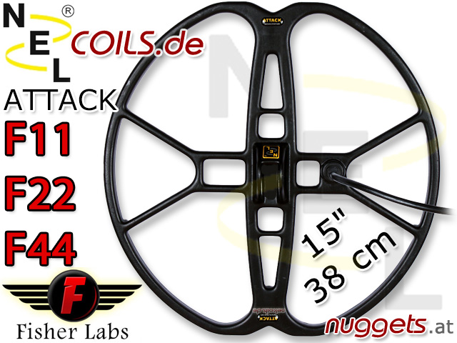 NEL Atttack Suchspule Fisher F11 F22 F44 Coil Coils Sonde Sonden www.nuggets.at 