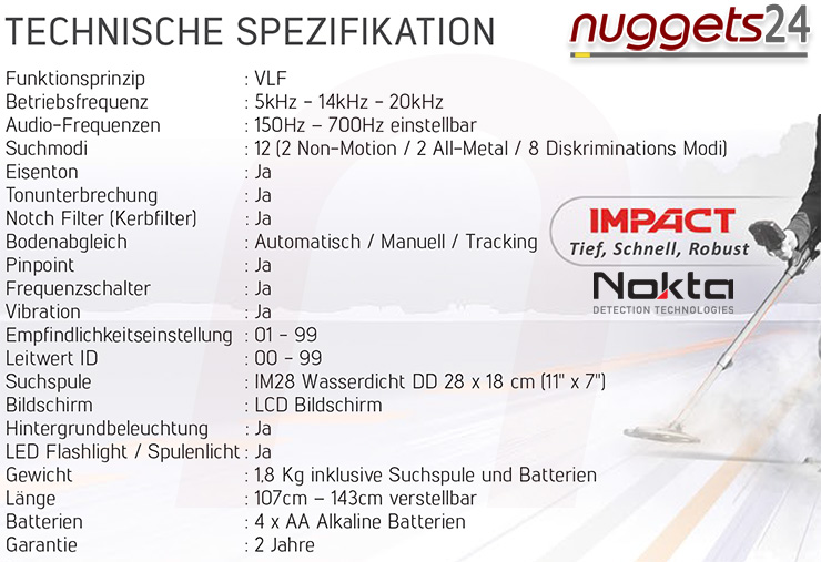Nokta Impact Technische Daten Deutsch nuggets24