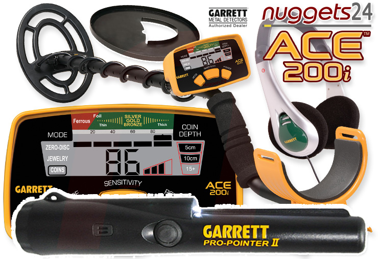 Garrett ACE200i ACE 200 i inklusive Pro-Pointer II 2 bei nuggets24 ACE200 Metalldetektoren Online Shop